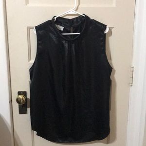 Black silky sleeveless blouse, XL